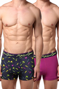 Maui and Sons Purple/Palm-Trees Cotton-Stretch Trunk 2-Pack thumbnail 1