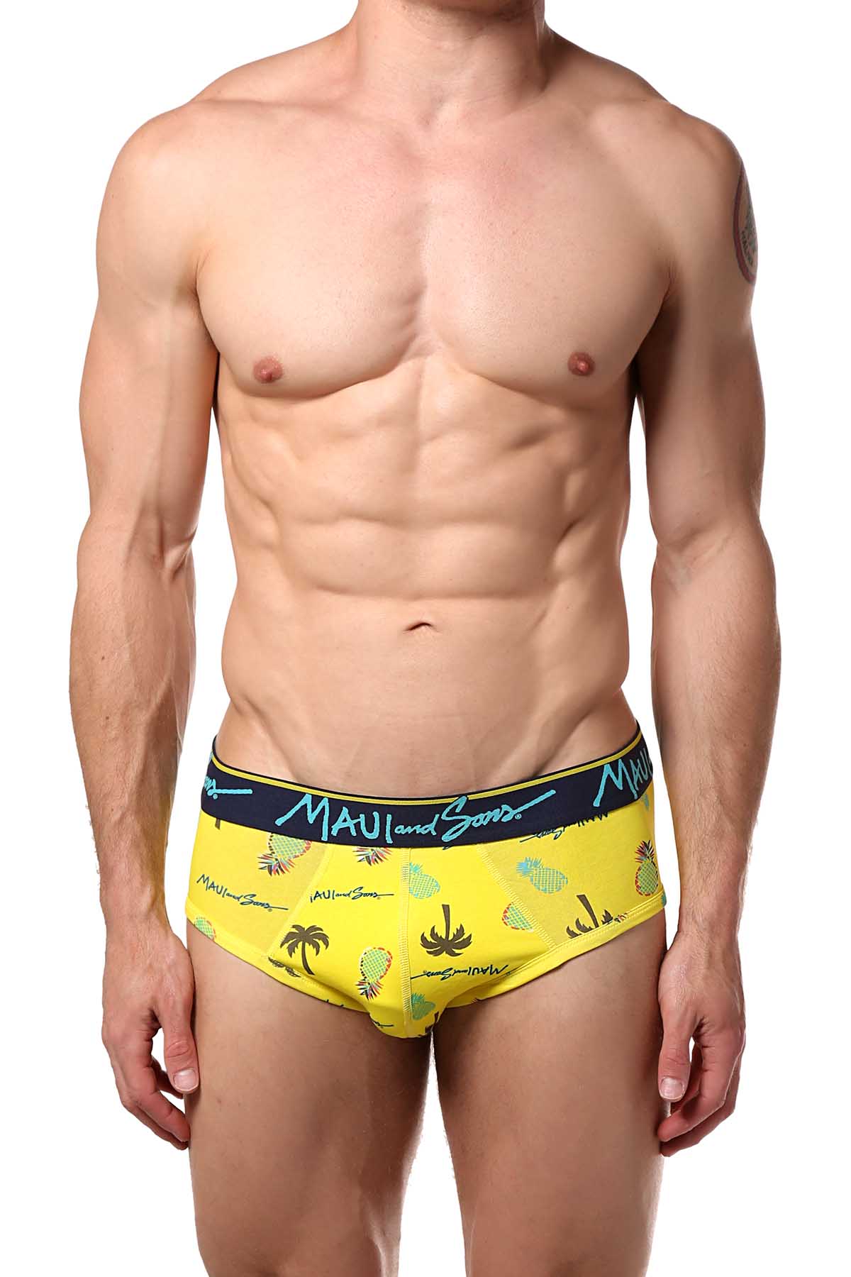 Maui and Sons Scuba-Blue/Pineapple Cotton-Stretch Brief 2-Pack