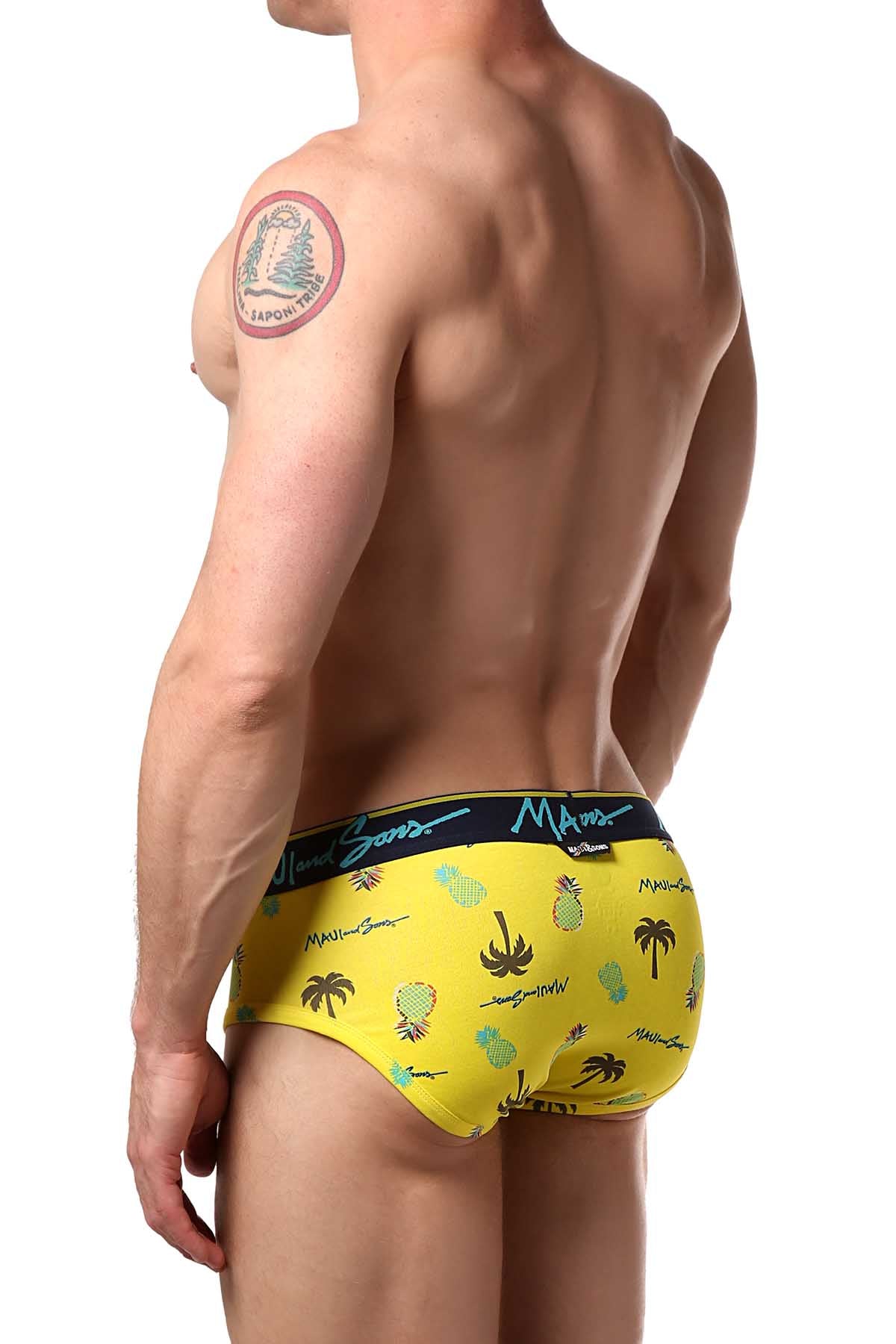 Maui and Sons Scuba-Blue/Pineapple Cotton-Stretch Brief 2-Pack
