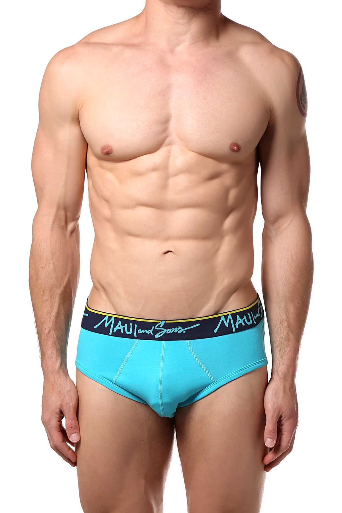 Maui and Sons Scuba-Blue/Pineapple Cotton-Stretch Brief 2-Pack