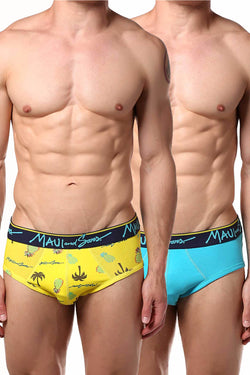 Maui and Sons Scuba-Blue/Pineapple Cotton-Stretch Brief 2-Pack thumbnail 1