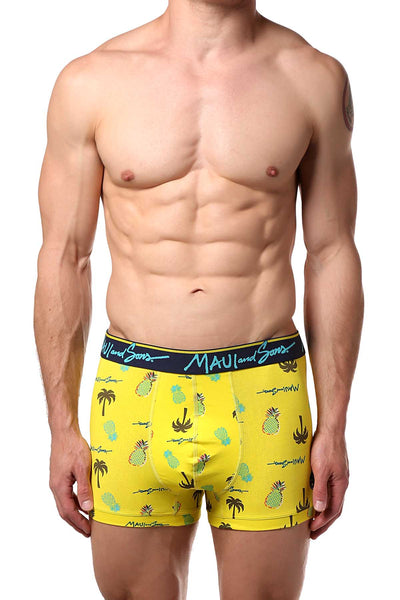 Maui and Sons Scuba-Blue/Pineapple Cotton-Stretch Trunk 2-Pack