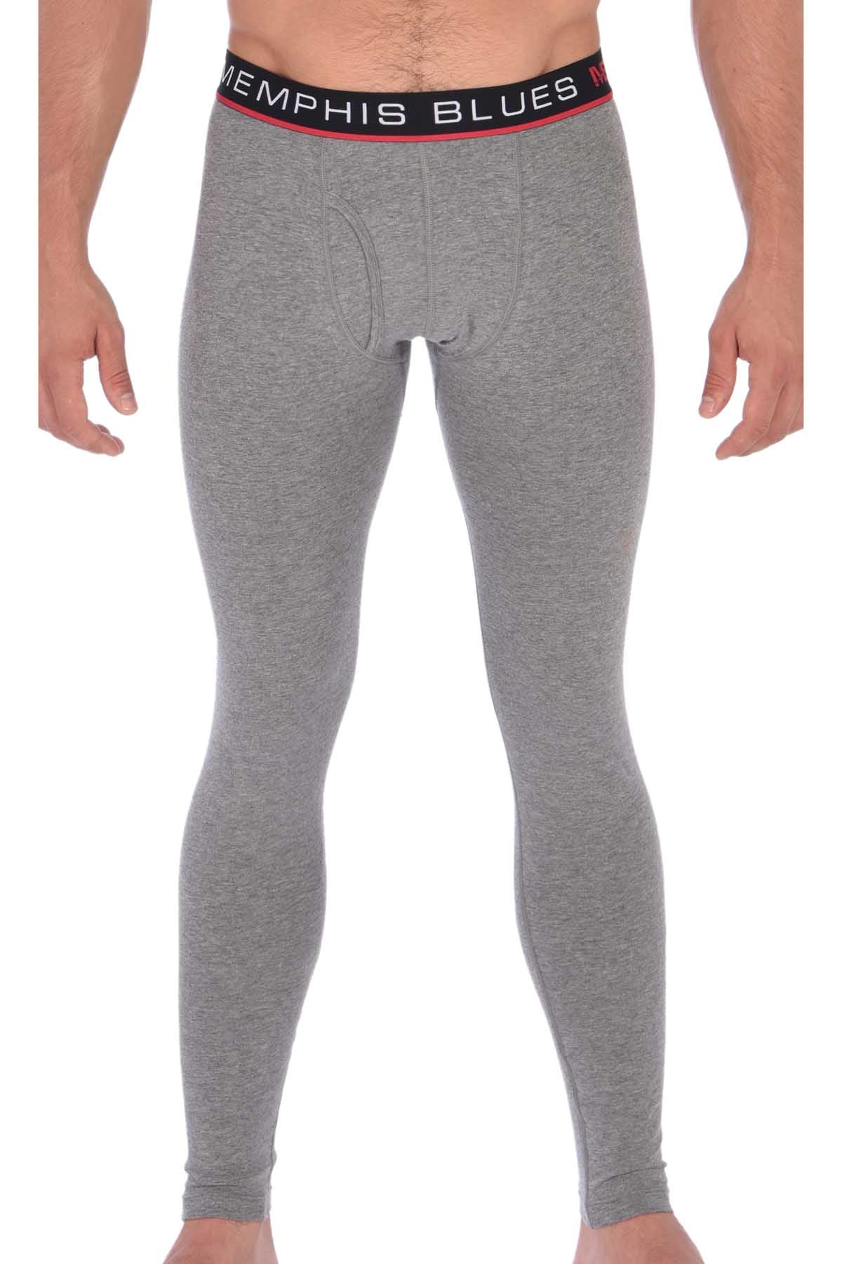 Memphis Blues Grey Cotton-Stretch Long Underwear