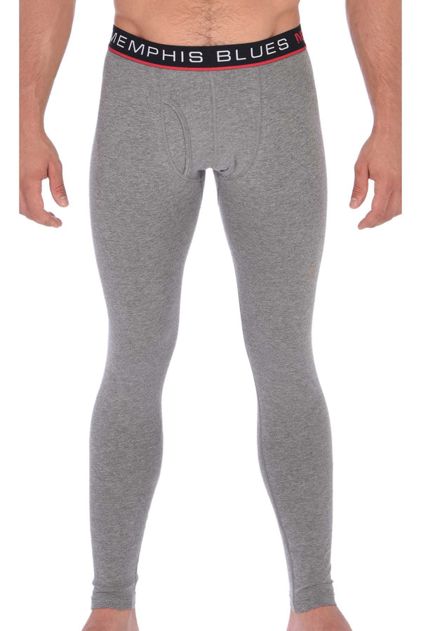 Memphis Blues Grey Cotton-Stretch Long Underwear