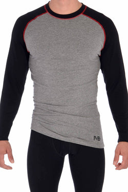Memphis Blues Heather-Grey/Black Cotton-Stretch L/S Crew-Neck Top thumbnail 1