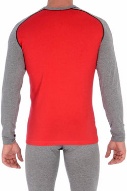 Memphis Blues Red/Grey Cotton-Stretch L/S Crew-Neck Top thumbnail 2
