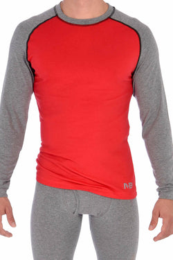 Memphis Blues Red/Grey Cotton-Stretch L/S Crew-Neck Top thumbnail 1