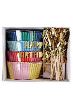 Meri Meri Pastel/Gold 'Happy Birthday' Cupcake Kit thumbnail 2
