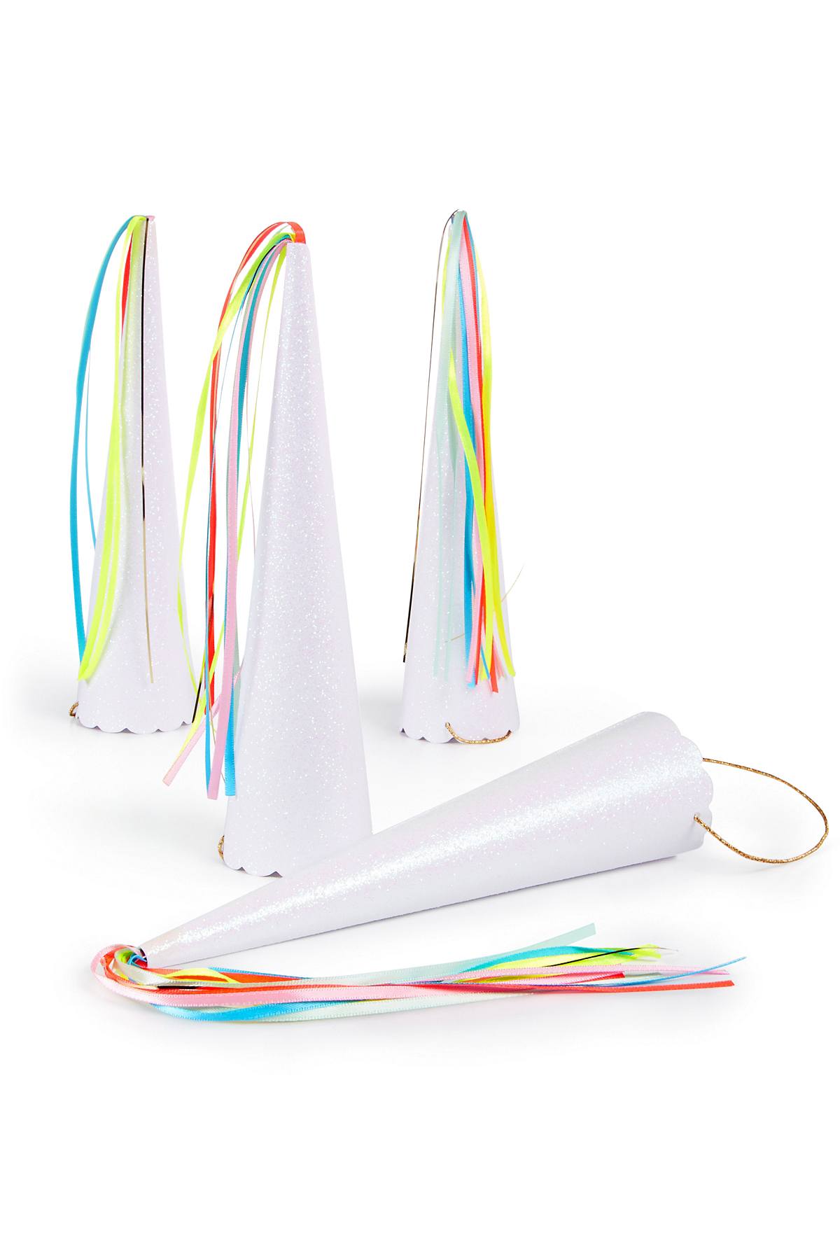Meri Meri White Glitter Unicorn-Horn Party Hat 8-Pack