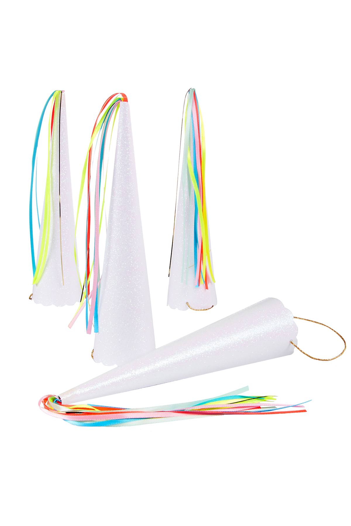 Meri Meri White Glitter Unicorn-Horn Party Hat 8-Pack