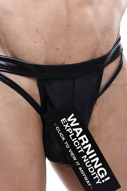 Miami Jock Black Wet Look Open Keyhole Thong thumbnail 1