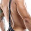 Miami Jock Metallic-Black One-Shoulder Grecian Thong Bodysuit