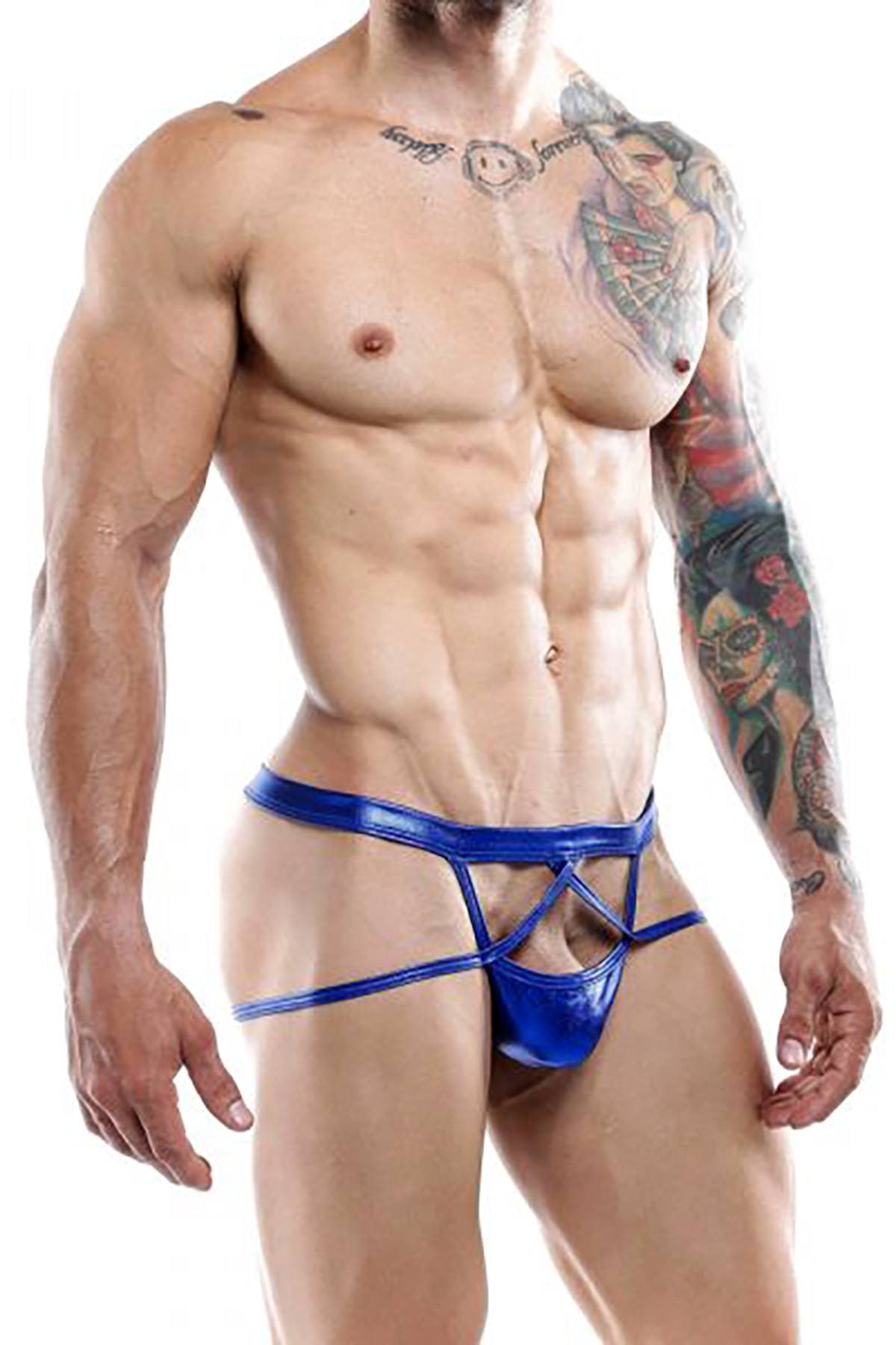 Miami Jock Metallic Royal-Blue Cross-Front Jockstrap