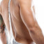 Miami Jock Metallic-Silver One-Shoulder Grecian Thong Bodysuit
