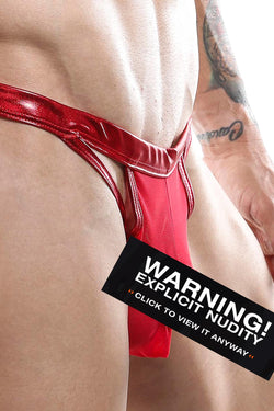 Miami Jock Red Metallic Open Keyhole Thong thumbnail 1