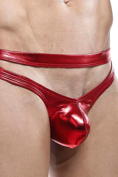 Miami Jock Red Metallic Sexy Strap Front Thong
