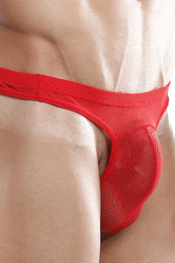 Miami Jock Red Sheer Net Mesh Thong thumbnail 1