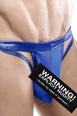 Miami Jock Royal Blue Metallic Open Keyhole Thong thumbnail 1