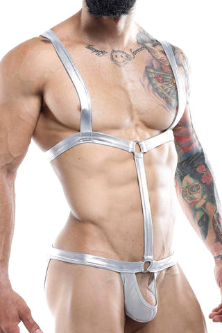 Miami Jock Silver Metallic Jock Bodysuit