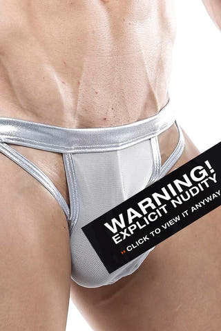 Miami Jock Silver Metallic Open Keyhole Thong