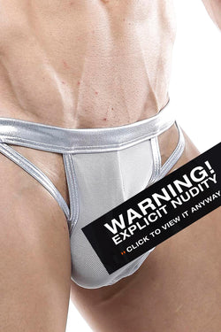 Miami Jock Silver Metallic Open Keyhole Thong thumbnail 1