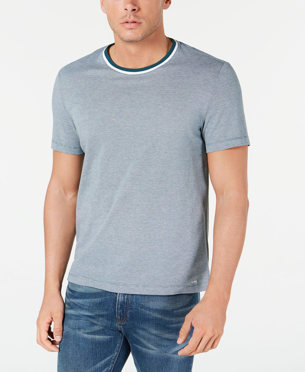 Michael Kors Birdseye Weave Tipped T-shirt Atlantic Green