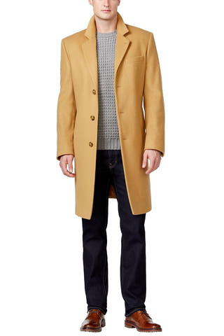 Michael Kors Camel Slim-Fit Madison Cashmere-Blend Overcoat