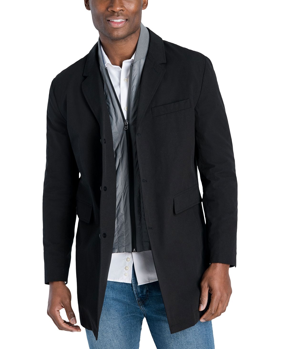 Michael Kors Casa Slim-fit Single Breasted Bib Raincoat Black