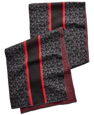 Michael Kors Center Striped Muffler Charcoal