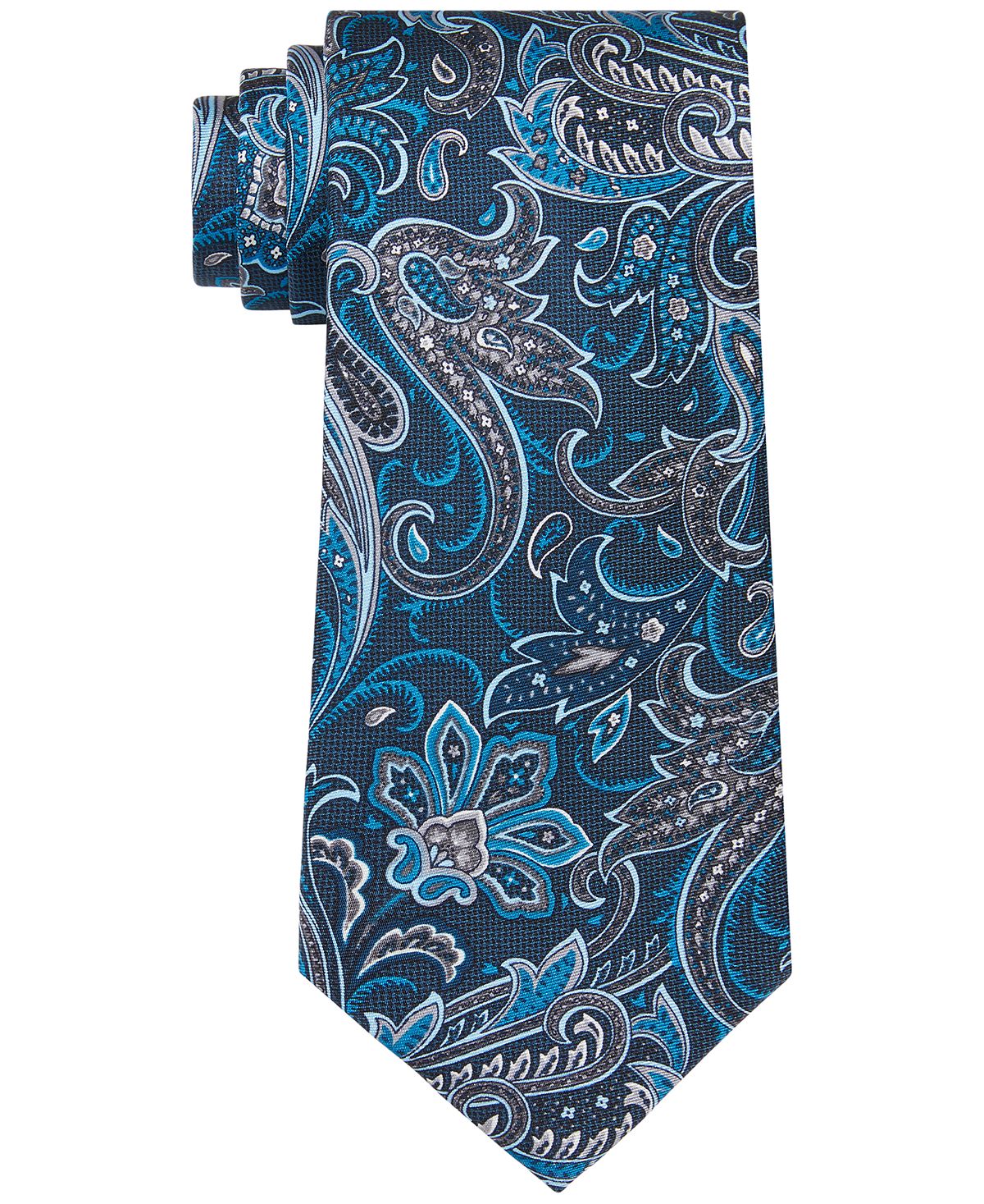 Michael Kors Classic Textured Paisley Silk Twill Tie Aqua