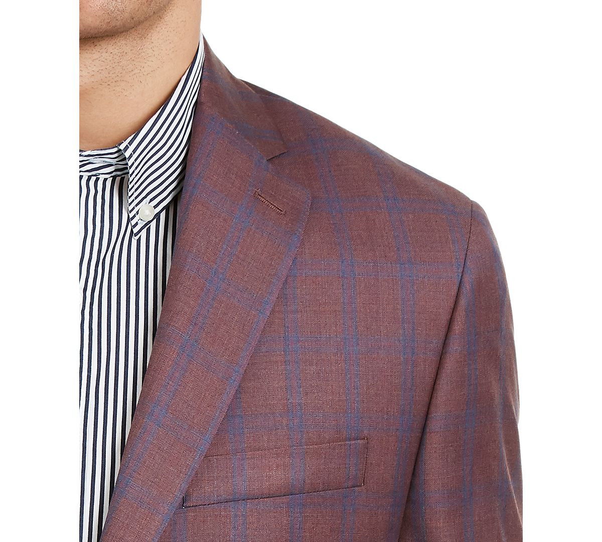 Michael Kors Classic-fit Burgundy/blue Plaid Sport Coat Berry/blue