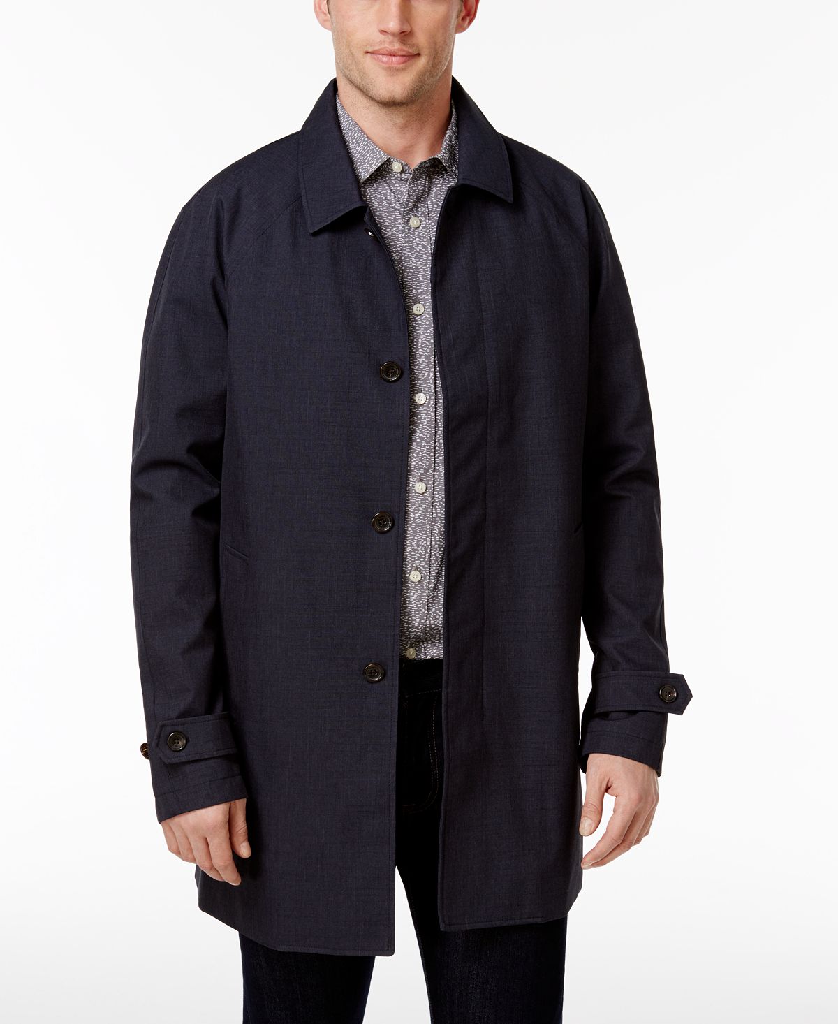 Michael Kors Collin Slim Fit Rain Coat Denim Heather