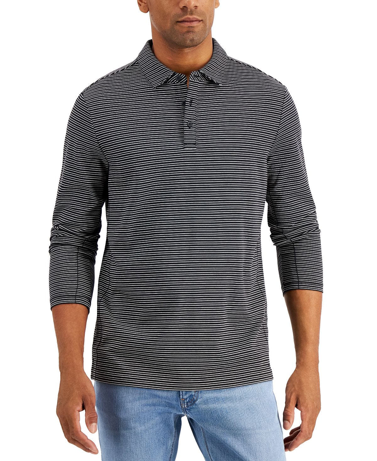 Michael Kors Home Office Striped Polo Shirt Black
