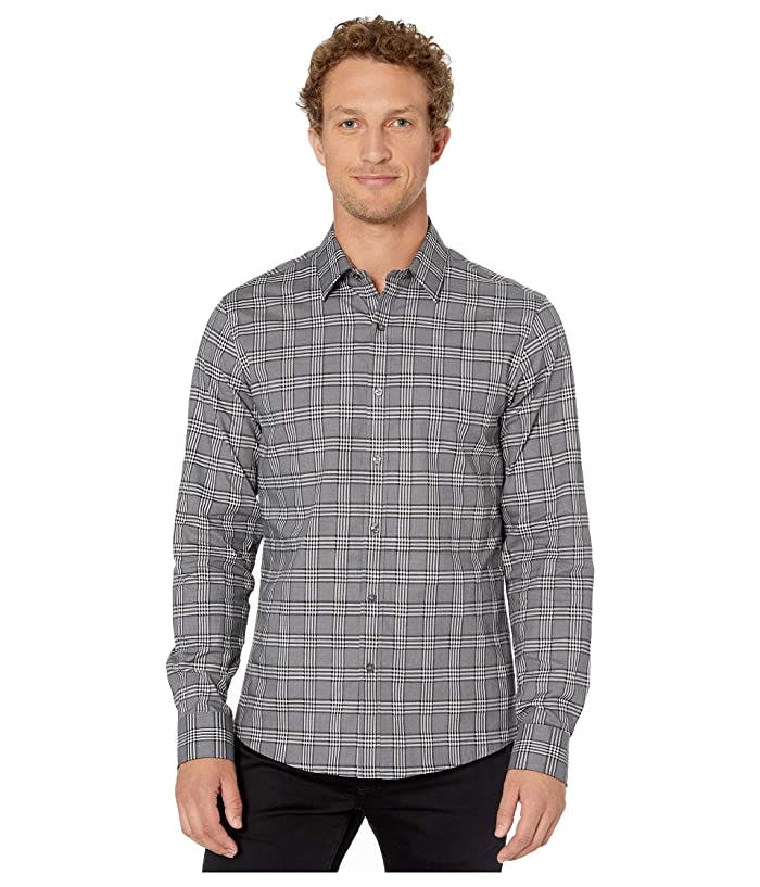 Michael Kors Hounds Plaid Slim Fit Long Sleeve Shirt Black