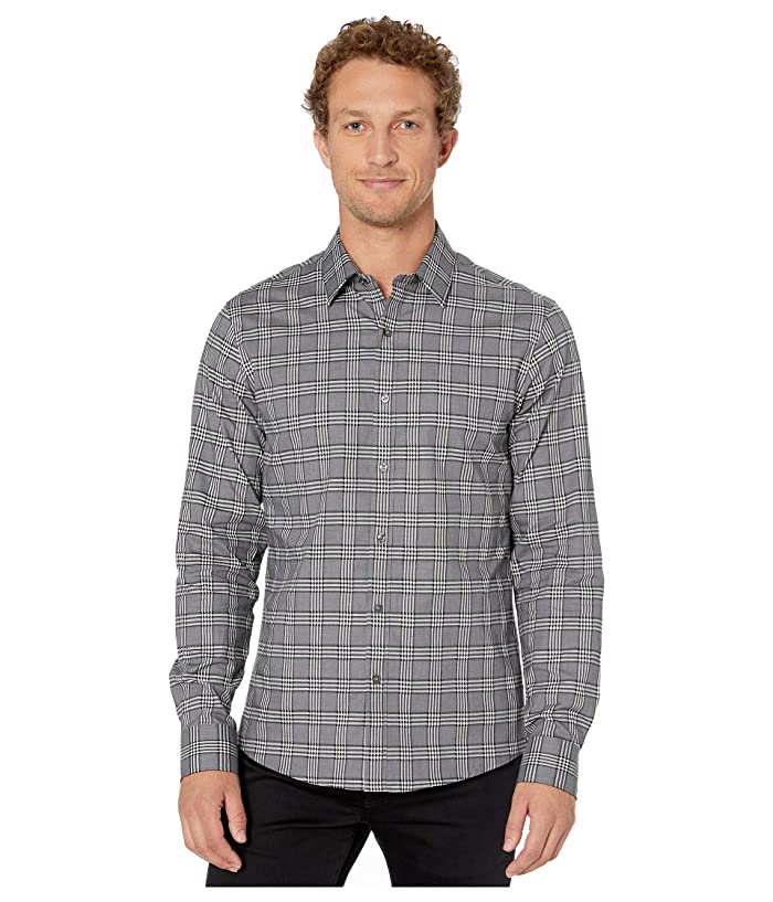Michael Kors Hounds Plaid Slim Fit Long Sleeve Shirt Black