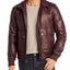 Michael Kors Leather Bomber Jacket Merlot