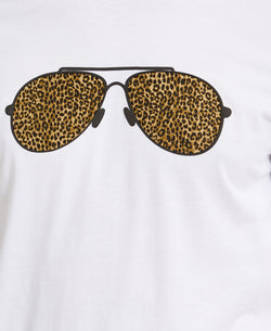 Michael Kors Leopard Print Aviator Graphic T-shirt White thumbnail 3