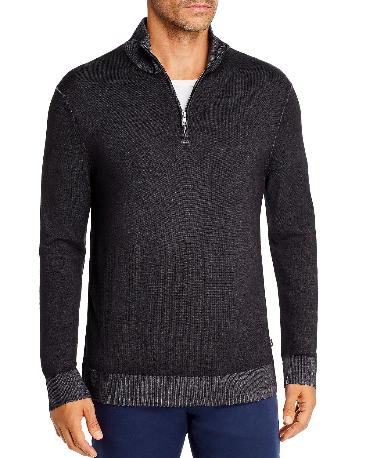 Michael Kors Merino Wool Half-zip Sweater Charcoal