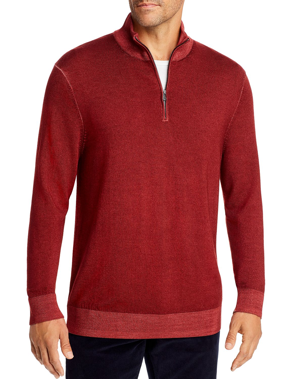 Michael Kors Merino Wool Half-zip Sweater Garnet