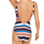 Michael Kors Michael Striped Chain-ring One-piece Swimsuit Persimmon Multi