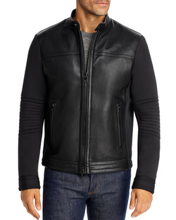 Michael Kors Mixed-media Racer Bomber Jacket Black thumbnail 1