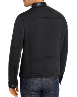 Michael Kors Mixed-media Racer Bomber Jacket Black thumbnail 2