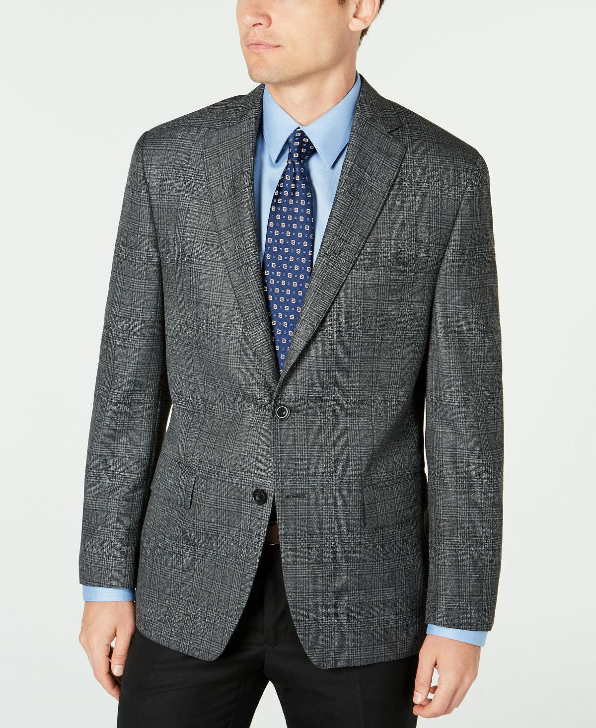 Michael Kors Modern-fit Patterned Blazer Black