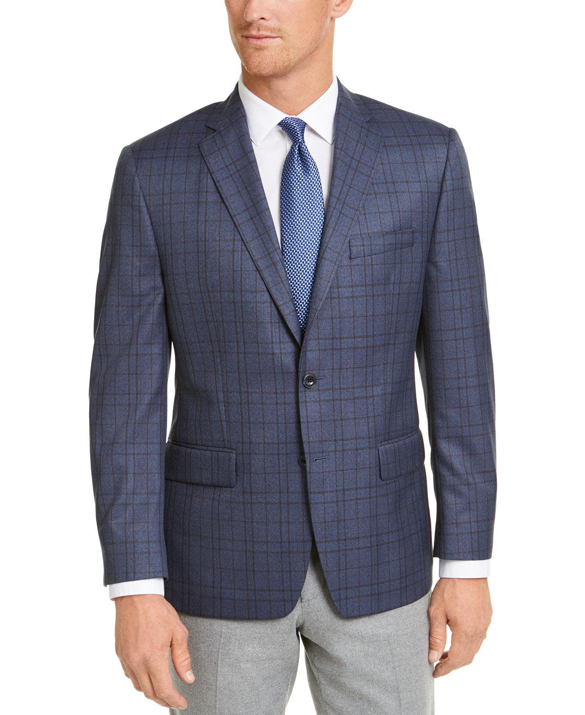 Michael Kors Modern-fit Patterned Blazer Blue
