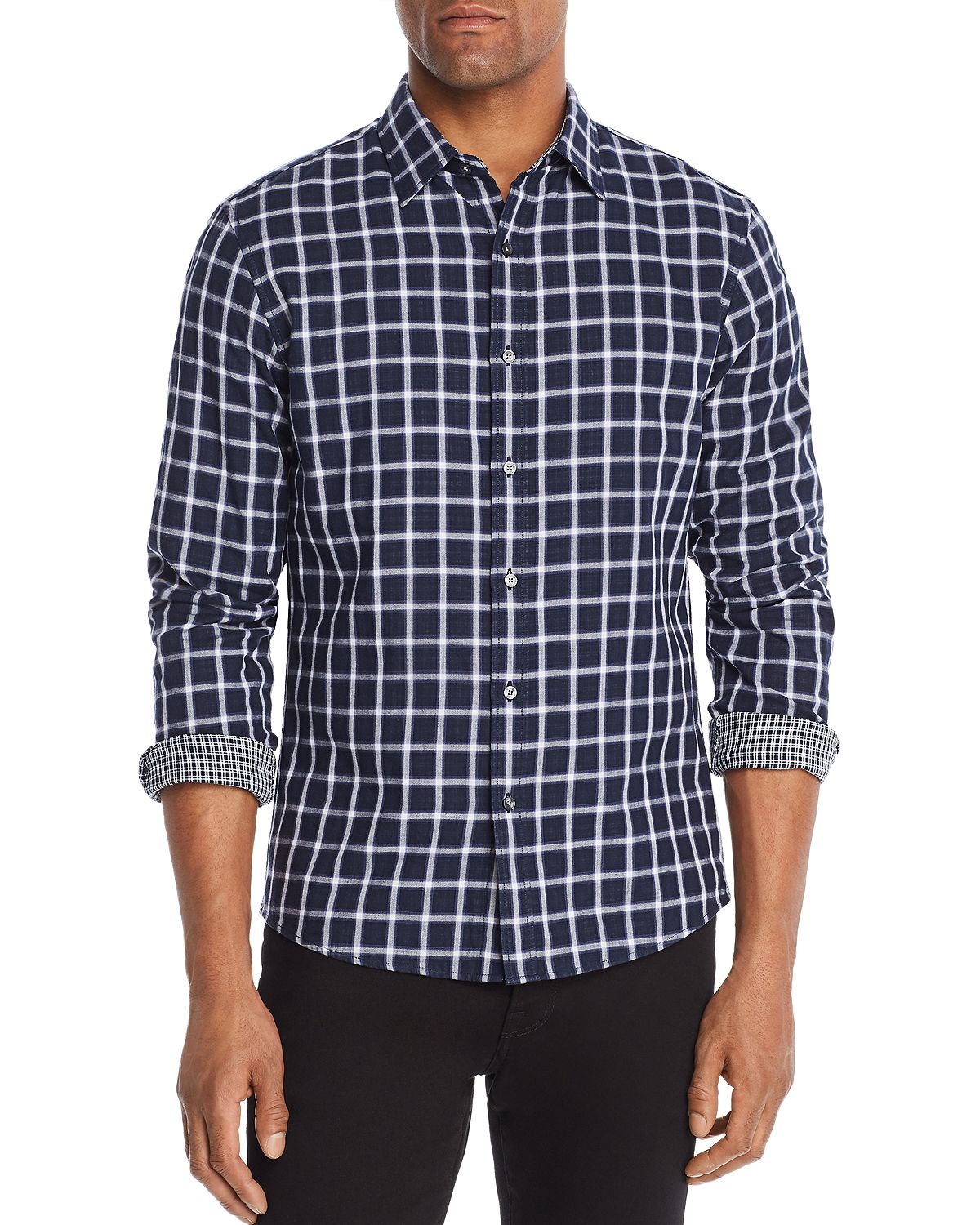 Michael Kors Nate Double-faced Plaid Slim Fit Shirt Midnight