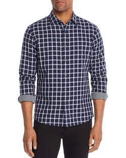 Michael Kors Nate Double-faced Plaid Slim Fit Shirt Midnight thumbnail 1