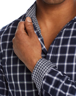 Michael Kors Nate Double-faced Plaid Slim Fit Shirt Midnight thumbnail 3