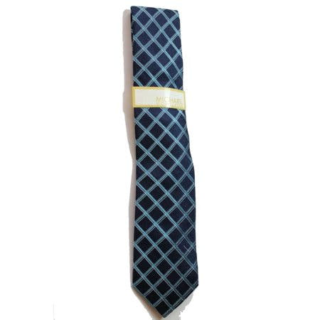 Michael Kors One Grid Plaid Skinny Slim Silk Blue One Size [Blue]