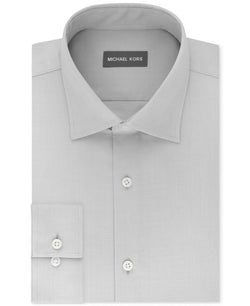 Michael Kors Regular Fit Airsoft Stretch Non-iron Performance Solid Dress Shirt Grey Frost thumbnail 1
