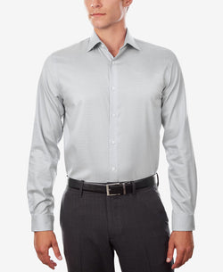 Michael Kors Regular Fit Airsoft Stretch Non-iron Performance Solid Dress Shirt Grey Frost thumbnail 3